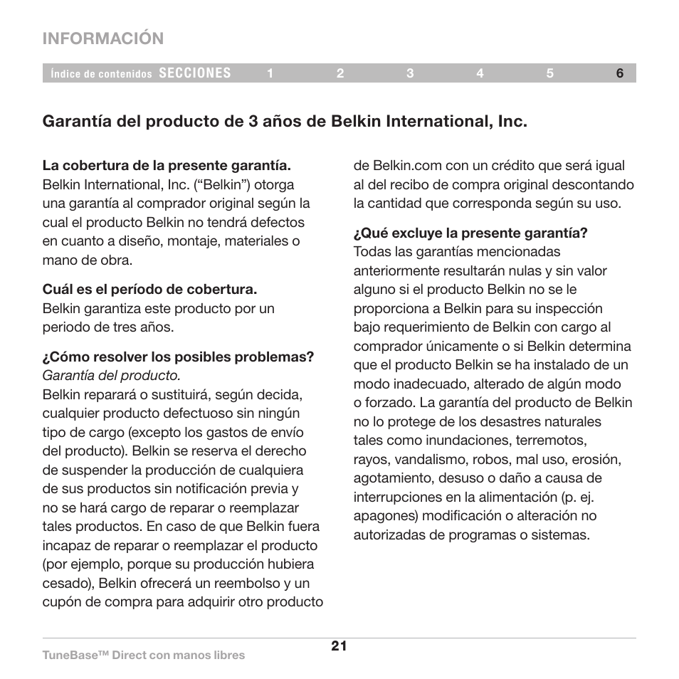 Belkin Belkine TuneBase Direct with Hands-Free 8820-00110ea User Manual | Page 131 / 162
