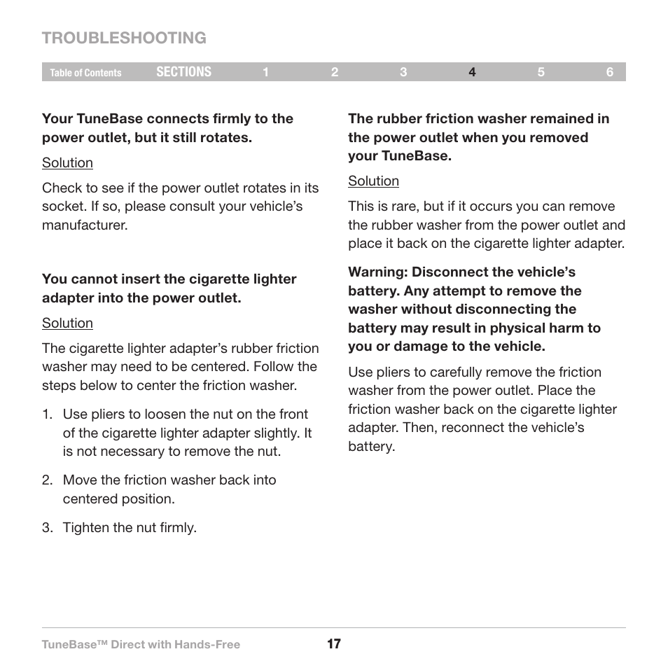 Troubleshooting | Belkin Belkine TuneBase Direct with Hands-Free 8820-00110ea User Manual | Page 19 / 162
