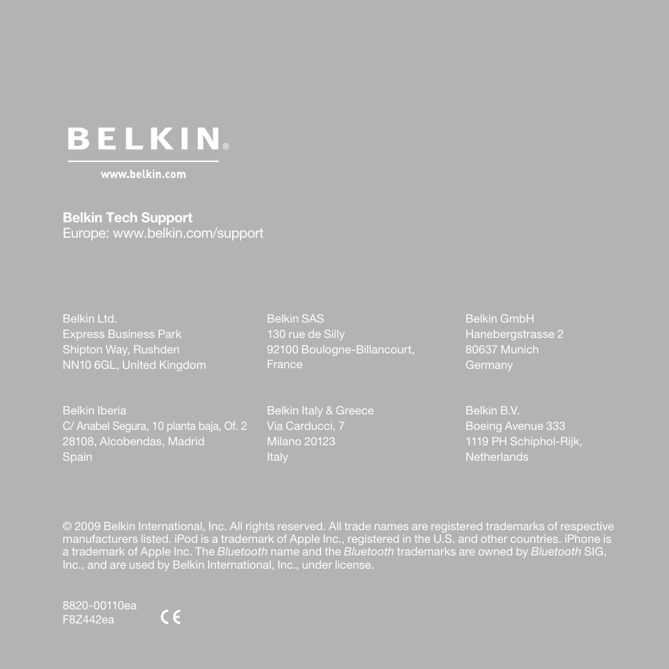 Belkin Belkine TuneBase Direct with Hands-Free 8820-00110ea User Manual | Page 27 / 162