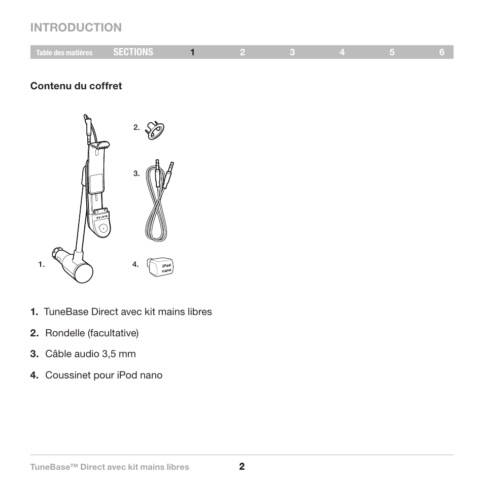 What’s in the box, Introduction | Belkin Belkine TuneBase Direct with Hands-Free 8820-00110ea User Manual | Page 31 / 162