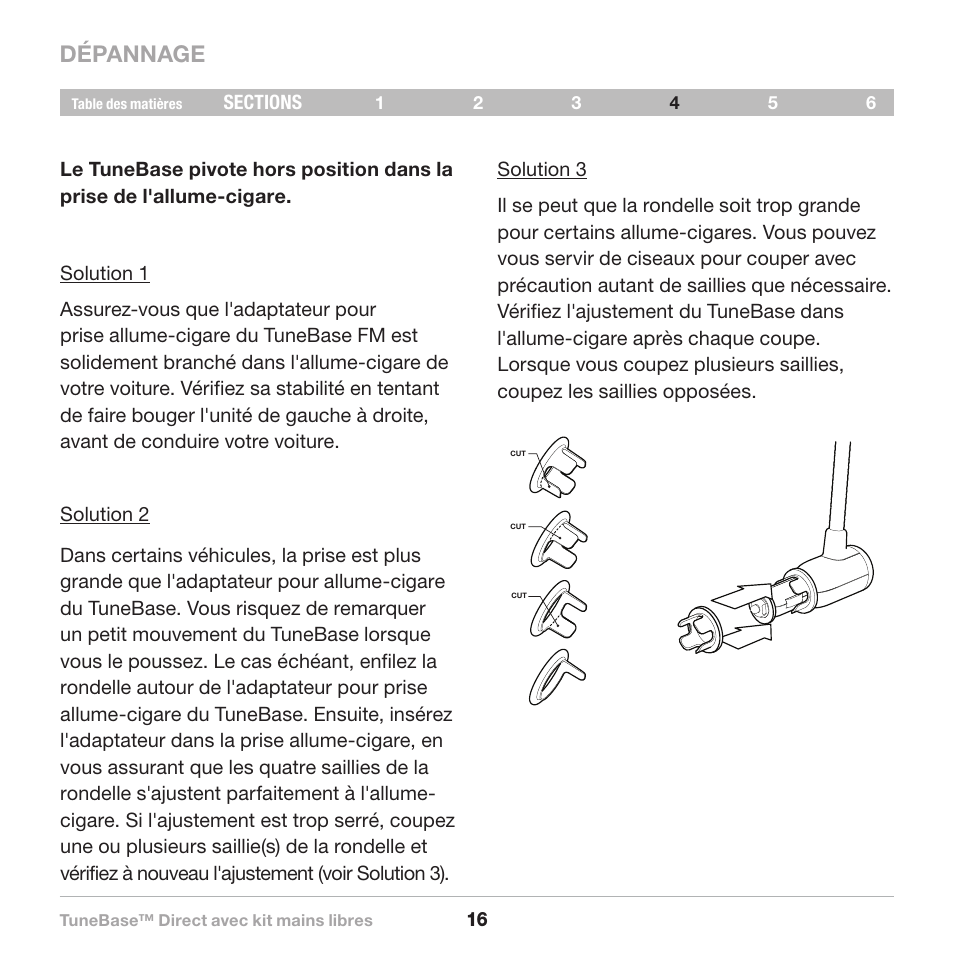 Dépannage | Belkin Belkine TuneBase Direct with Hands-Free 8820-00110ea User Manual | Page 45 / 162