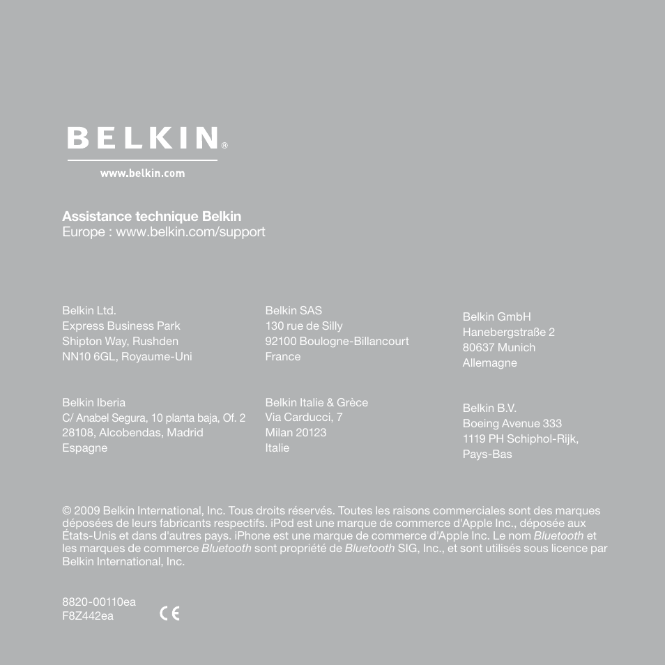 Belkin Belkine TuneBase Direct with Hands-Free 8820-00110ea User Manual | Page 54 / 162