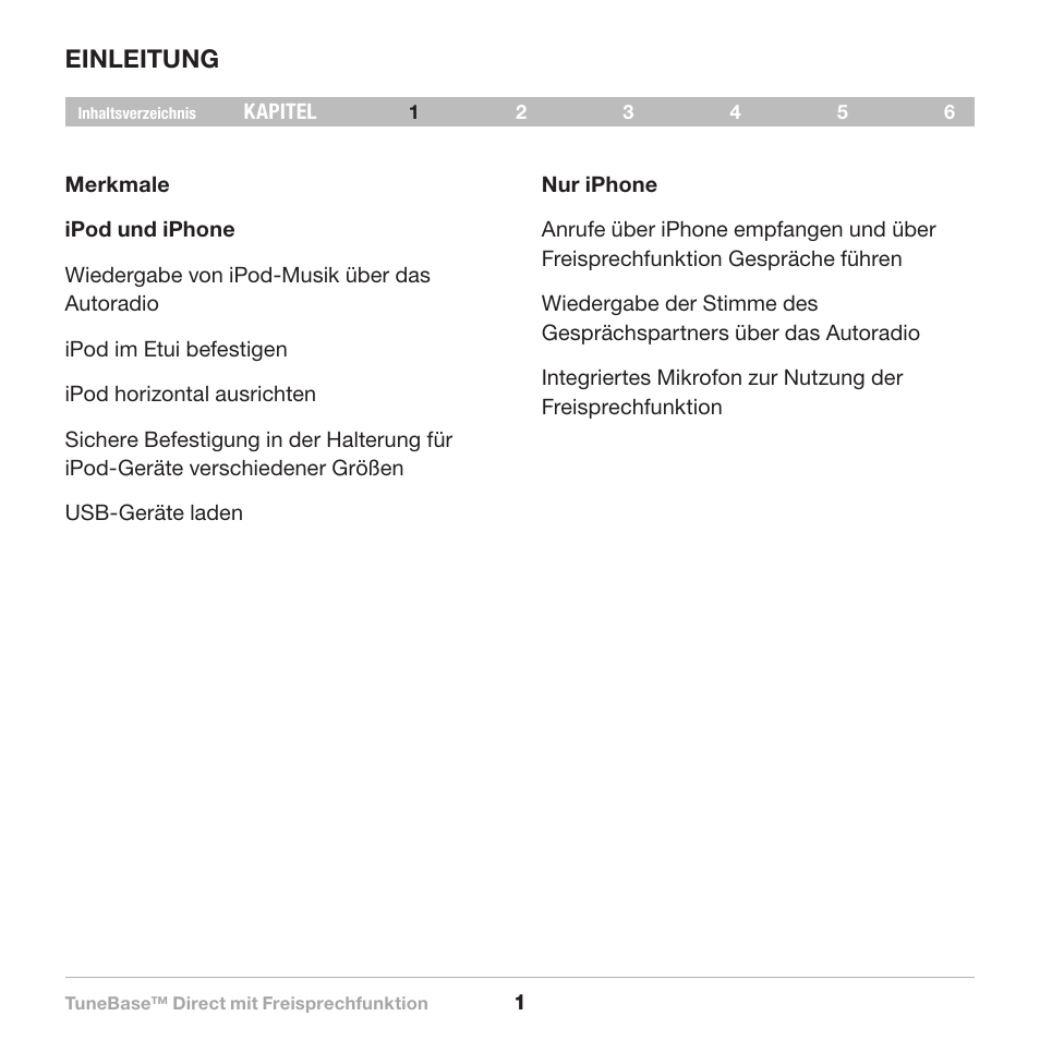 Einleitung | Belkin Belkine TuneBase Direct with Hands-Free 8820-00110ea User Manual | Page 57 / 162