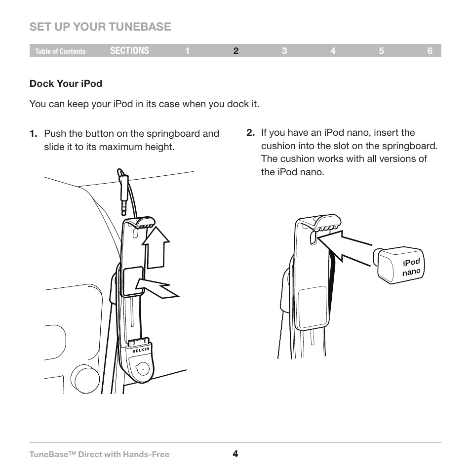 Set up your tunebase | Belkin Belkine TuneBase Direct with Hands-Free 8820-00110ea User Manual | Page 6 / 162