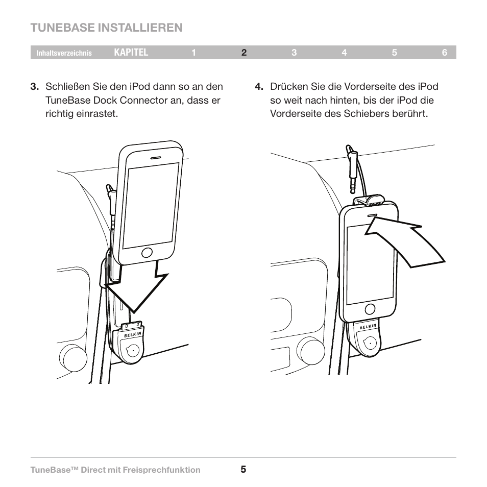 Tunebase installieren | Belkin Belkine TuneBase Direct with Hands-Free 8820-00110ea User Manual | Page 61 / 162