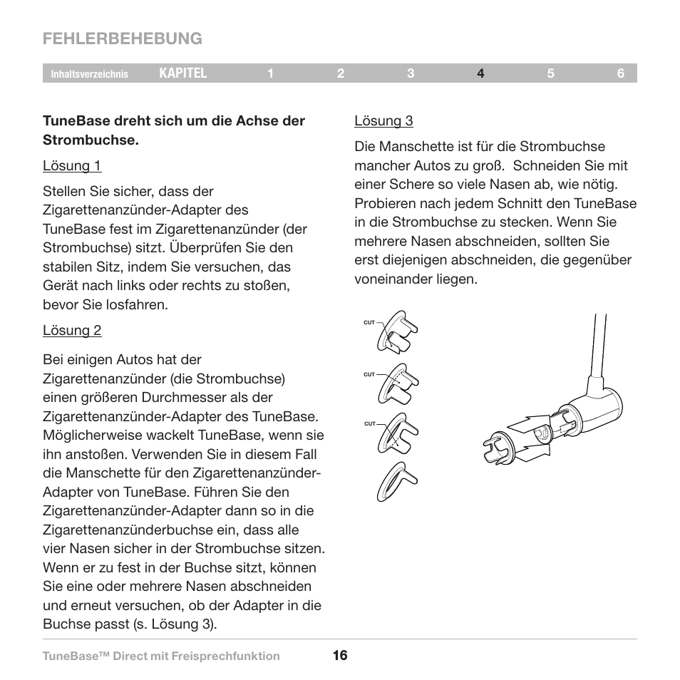 Fehlerbehebung | Belkin Belkine TuneBase Direct with Hands-Free 8820-00110ea User Manual | Page 72 / 162