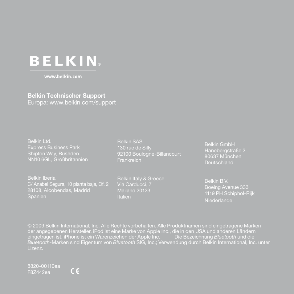 Belkin Belkine TuneBase Direct with Hands-Free 8820-00110ea User Manual | Page 81 / 162