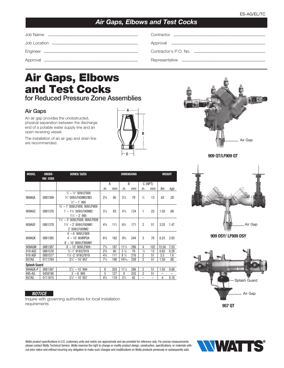 Watts Vent Elbows User Manual | 2 pages