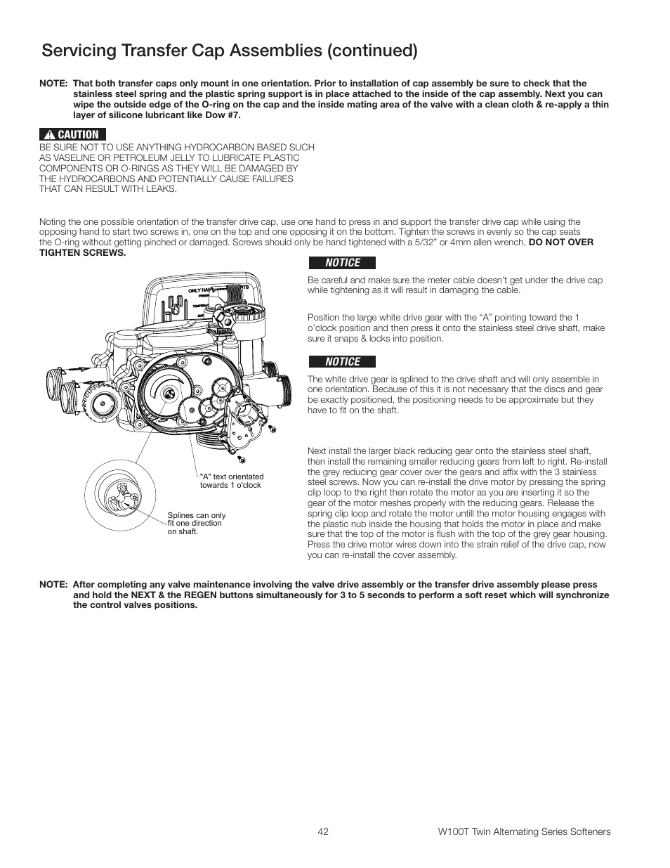 Servicing transfer cap assemblies (continued) | Watts W100T Twin Alternating Series User Manual | Page 42 / 48