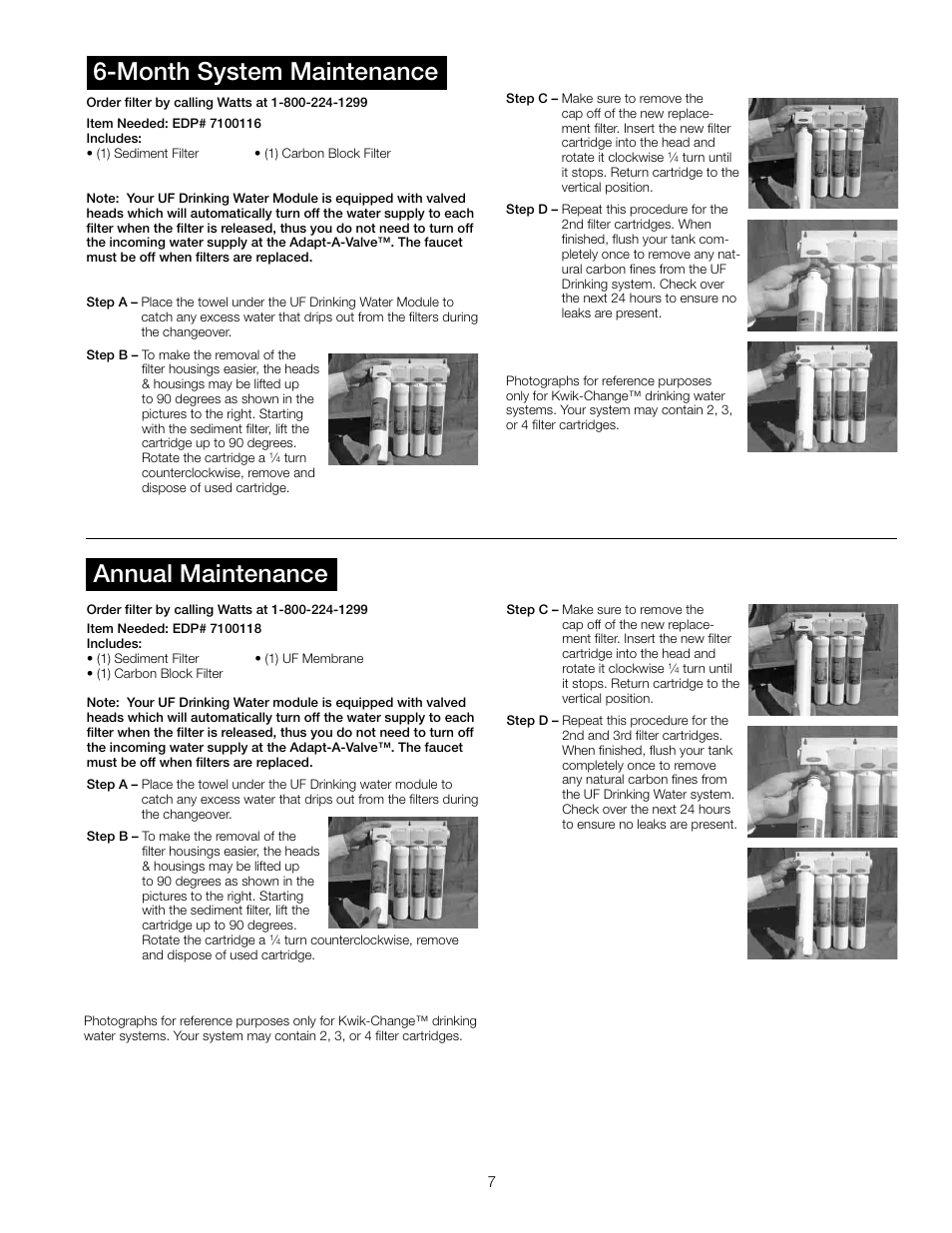 Month system maintenance annual maintenance | Watts PWDWUFKC3 User Manual | Page 7 / 8