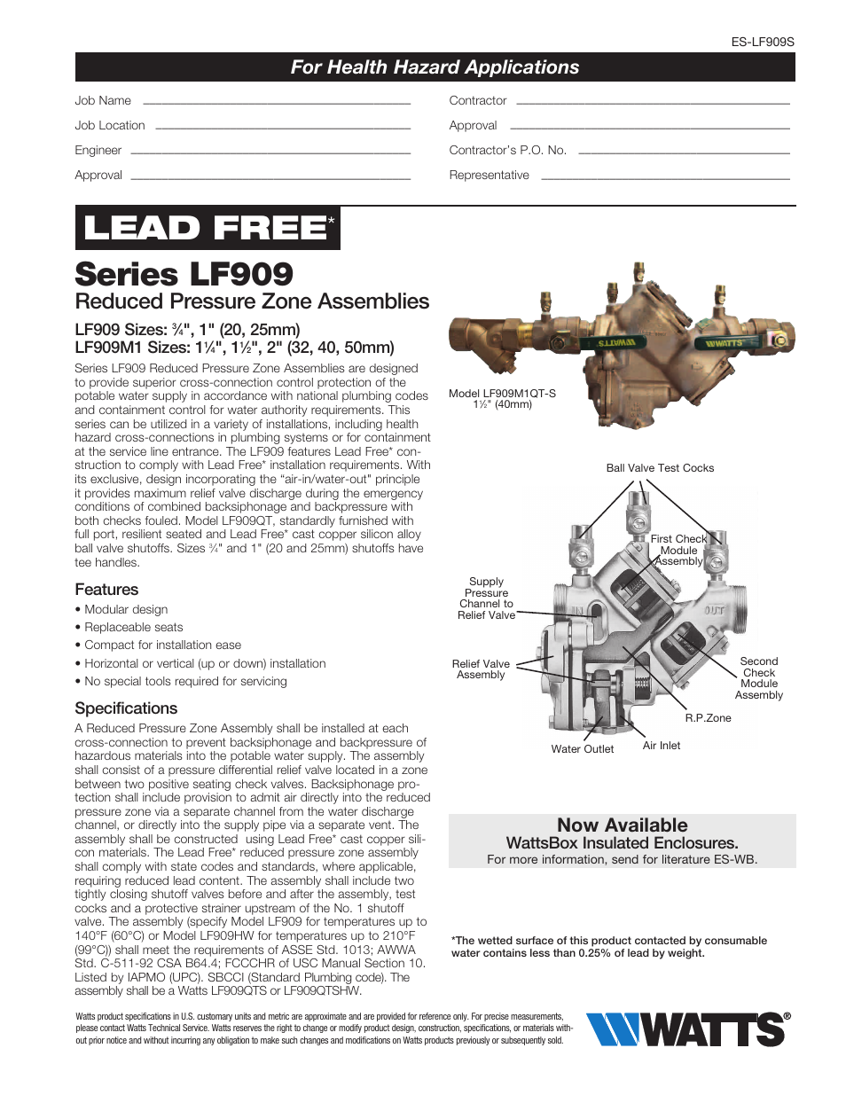 Watts LF909 User Manual | 4 pages