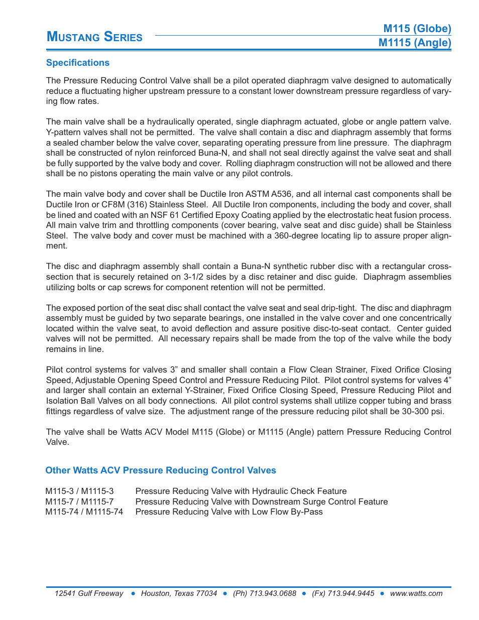 Watts M1115 User Manual | Page 7 / 7