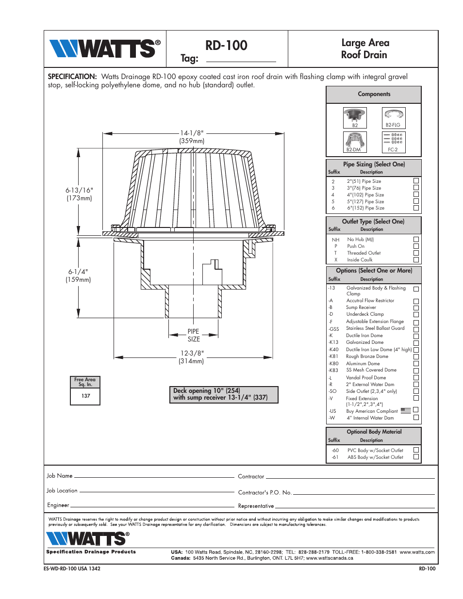 Watts RD-100 User Manual | 1 page