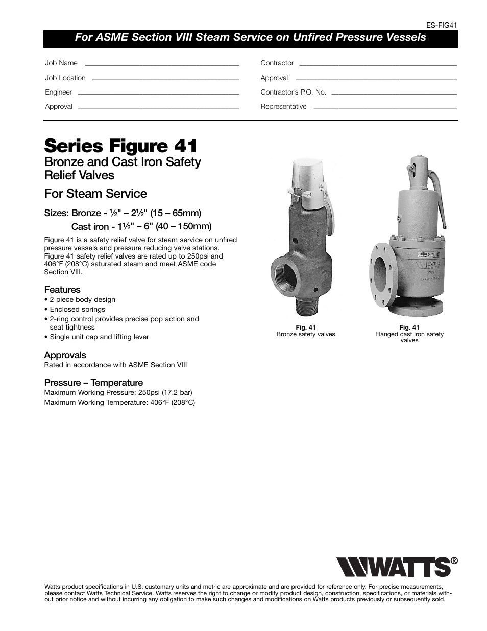 Watts Figure 41 User Manual | 4 pages