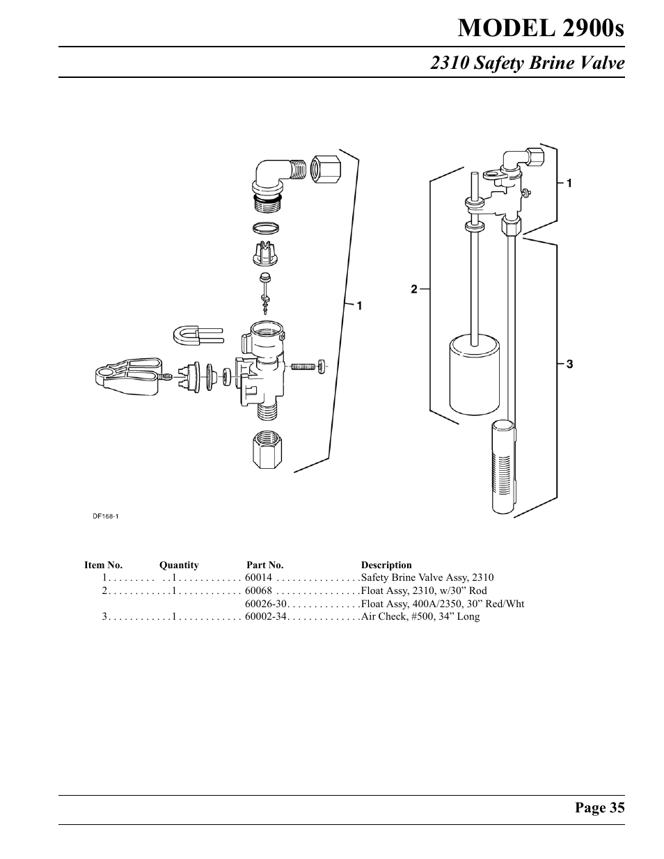 Model 2900s, 2310 safety brine valve | Watts Fleck 2900 Brass Valve User Manual | Page 35 / 60