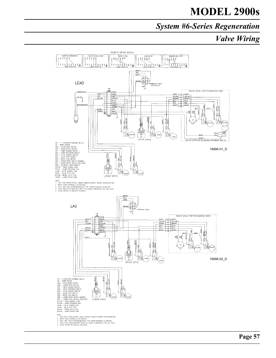 Model 2900s, System #6-series regeneration valve wiring | Watts Fleck 2900 Brass Valve User Manual | Page 57 / 60