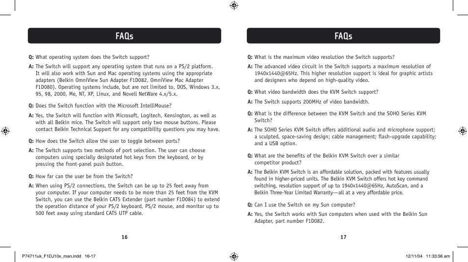 Faqs | Belkin F1DJ104P User Manual | Page 10 / 15