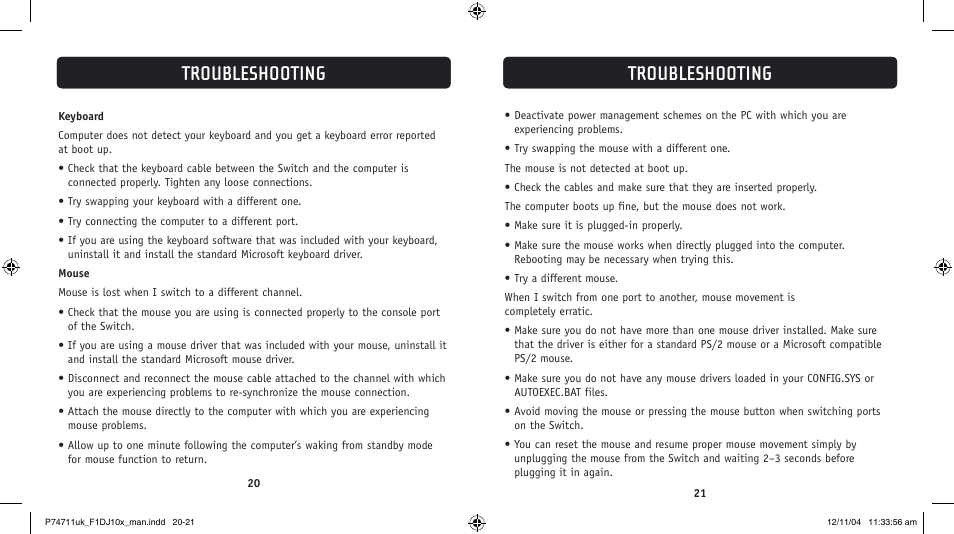 Troubleshooting | Belkin F1DJ104P User Manual | Page 12 / 15