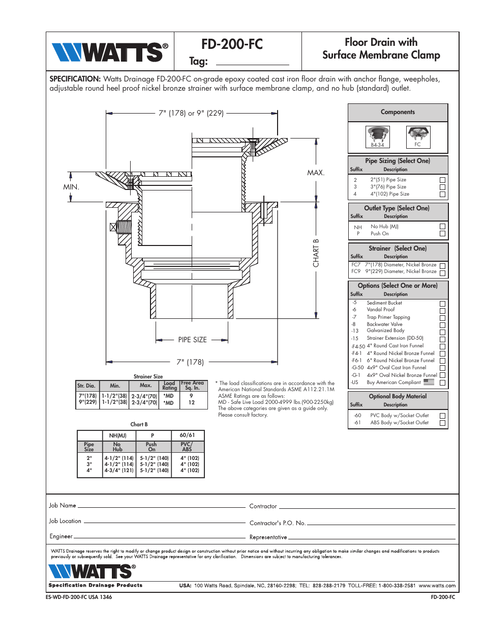 Watts FD-200-FC User Manual | 1 page