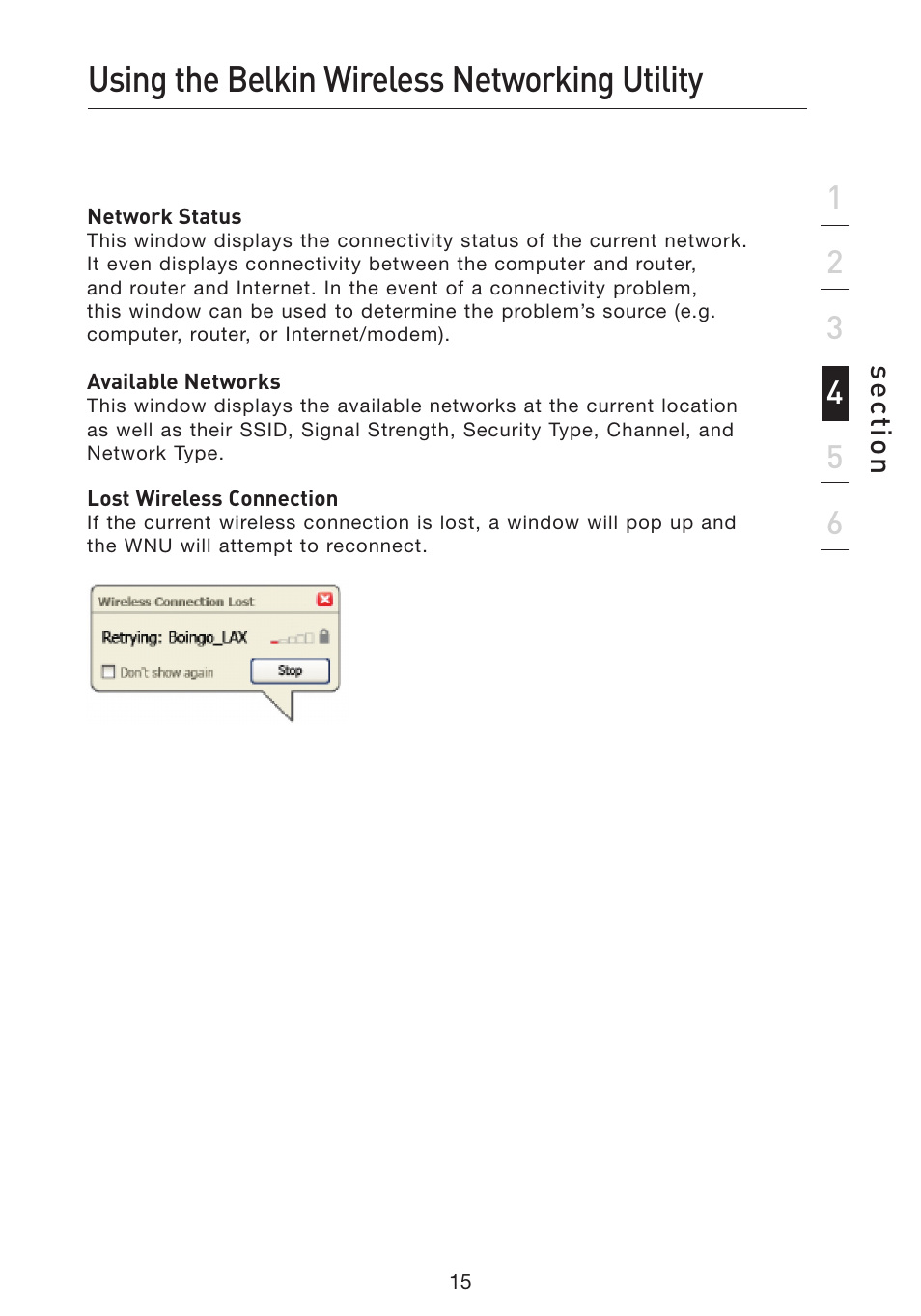 Using the belkin wireless networking utility | Belkin F5D9050 User Manual | Page 19 / 44