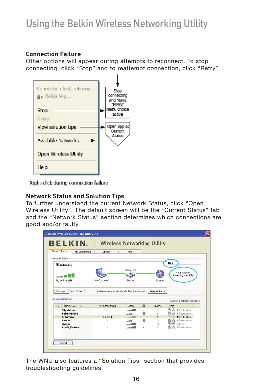 Using the belkin wireless networking utility | Belkin F5D9050 User Manual | Page 20 / 44