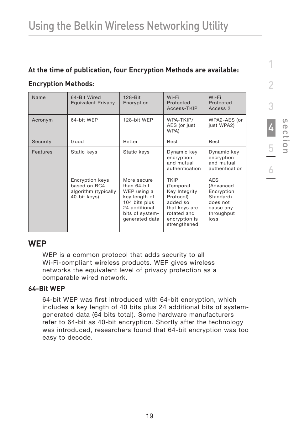 Using the belkin wireless networking utility, Se ct io n | Belkin F5D9050 User Manual | Page 23 / 44