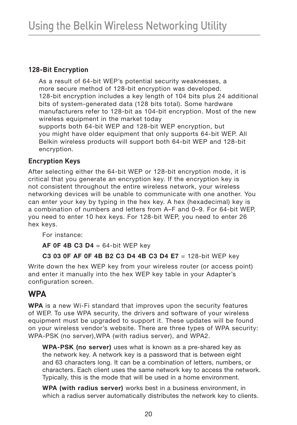 Using the belkin wireless networking utility | Belkin F5D9050 User Manual | Page 24 / 44