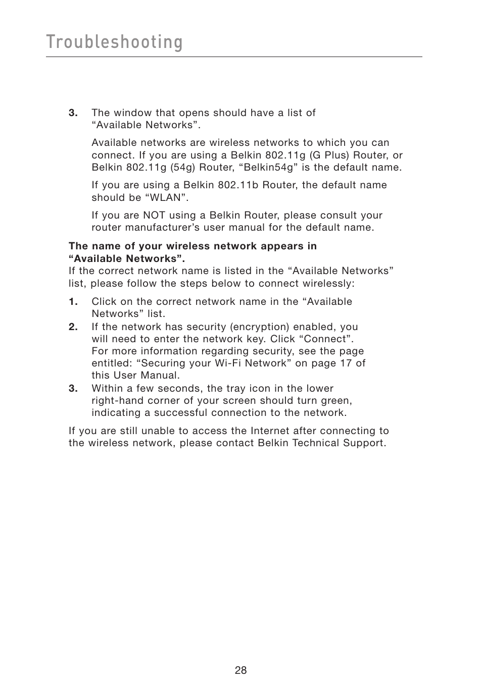 Troubleshooting | Belkin F5D9050 User Manual | Page 32 / 44