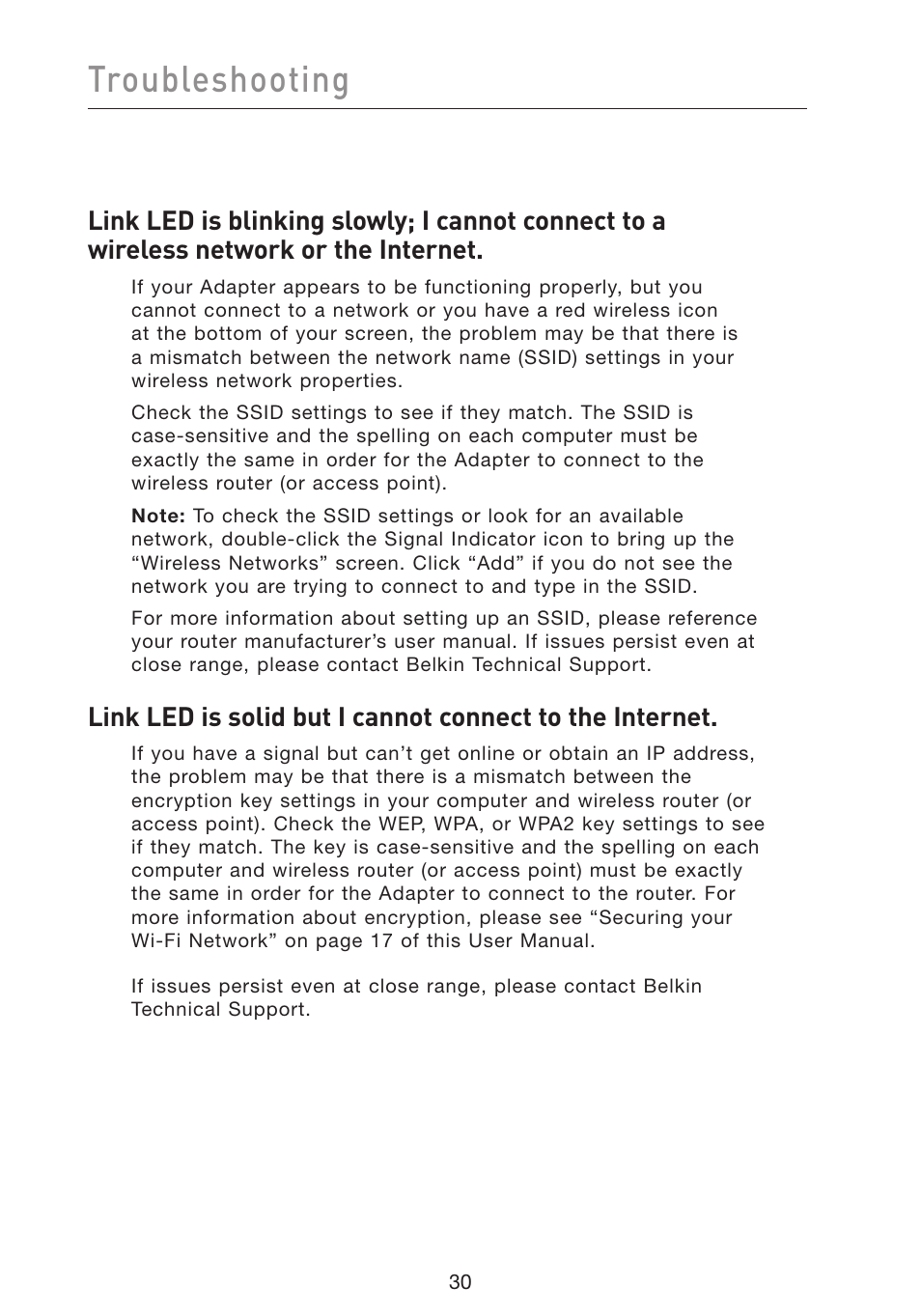 Troubleshooting | Belkin F5D9050 User Manual | Page 34 / 44