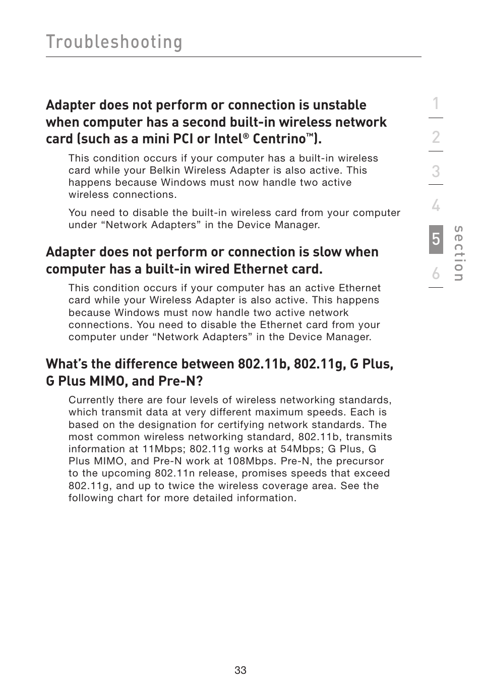 Troubleshooting | Belkin F5D9050 User Manual | Page 37 / 44