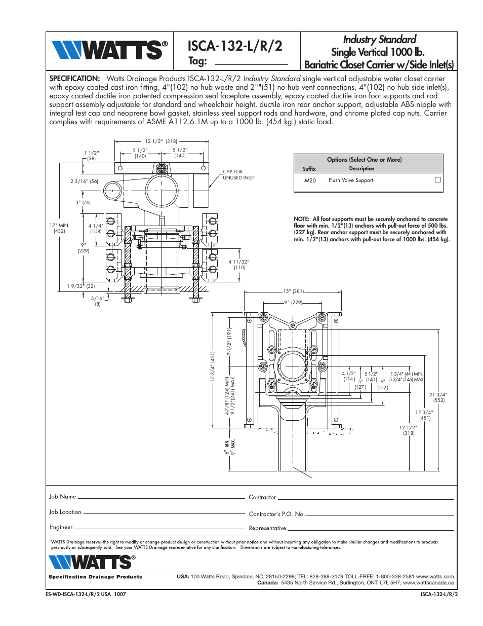 Watts ISCA-132-2-L/R/2 User Manual | 1 page