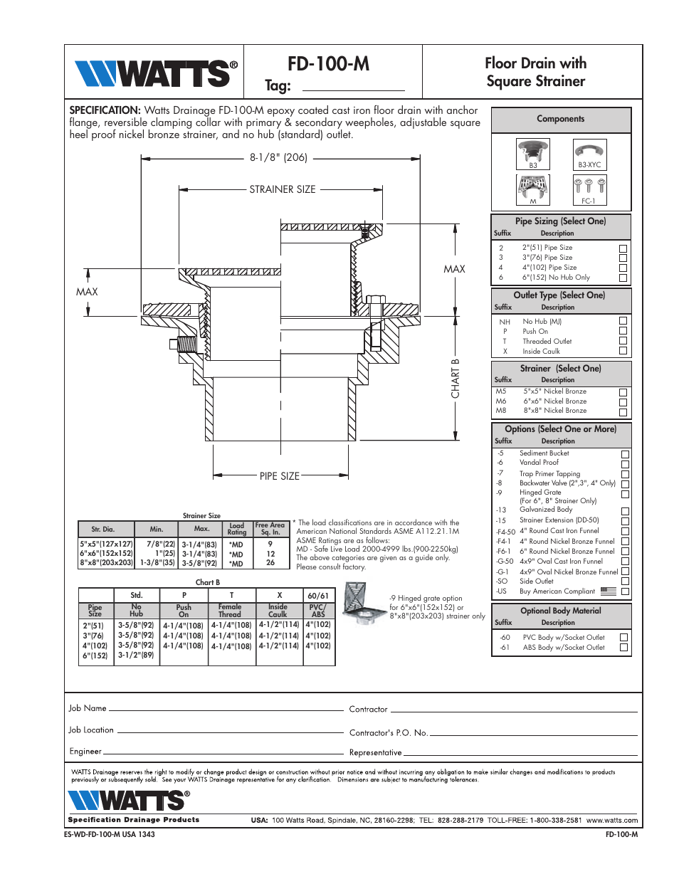 Watts FD-100-M User Manual | 1 page