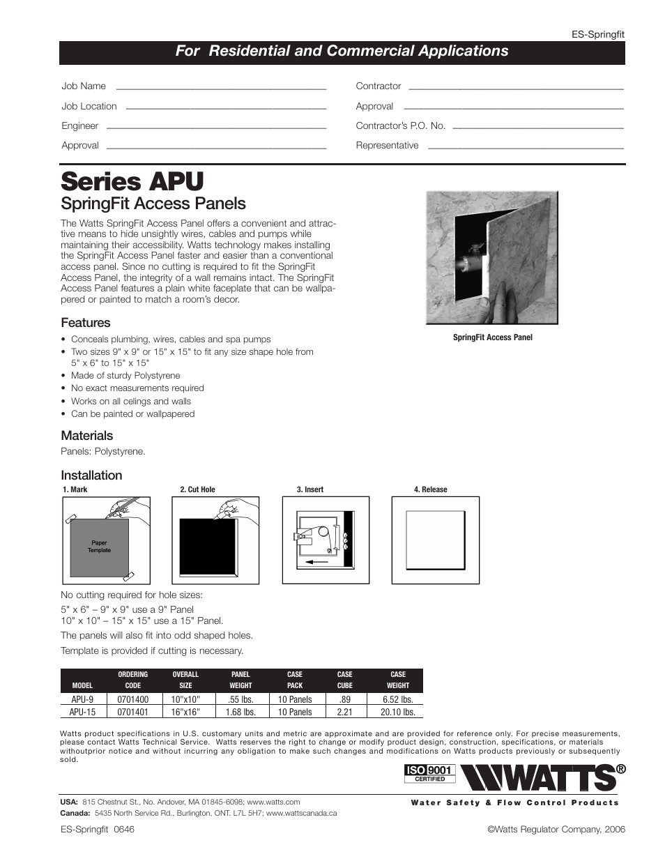 Watts APU User Manual | 1 page