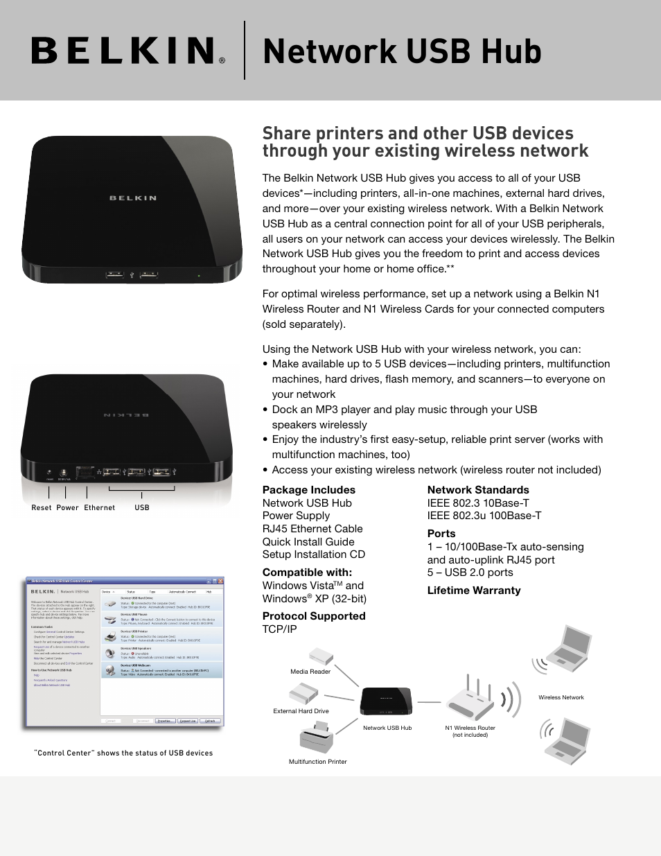 Belkin CableFree USB Hub User Manual | 2 pages