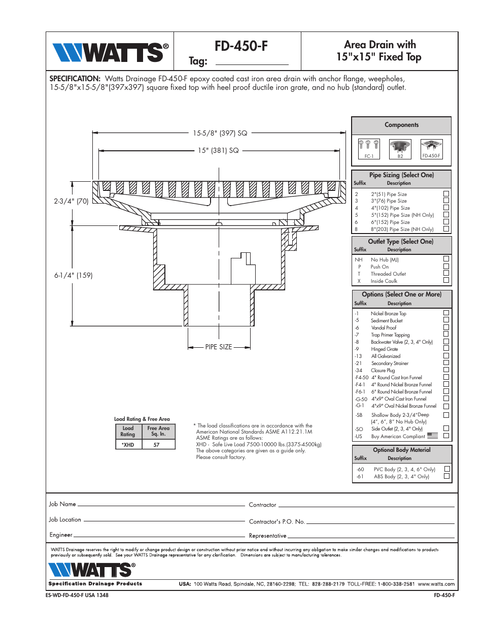 Watts FD-450-F User Manual | 1 page