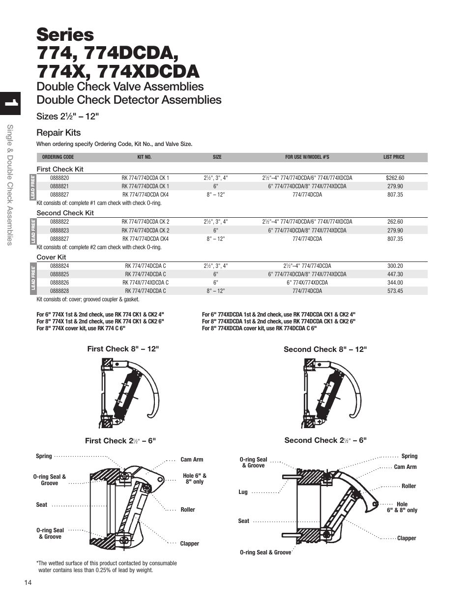 Sizes 2, 12" repair kits | Watts S8 User Manual | Page 16 / 54