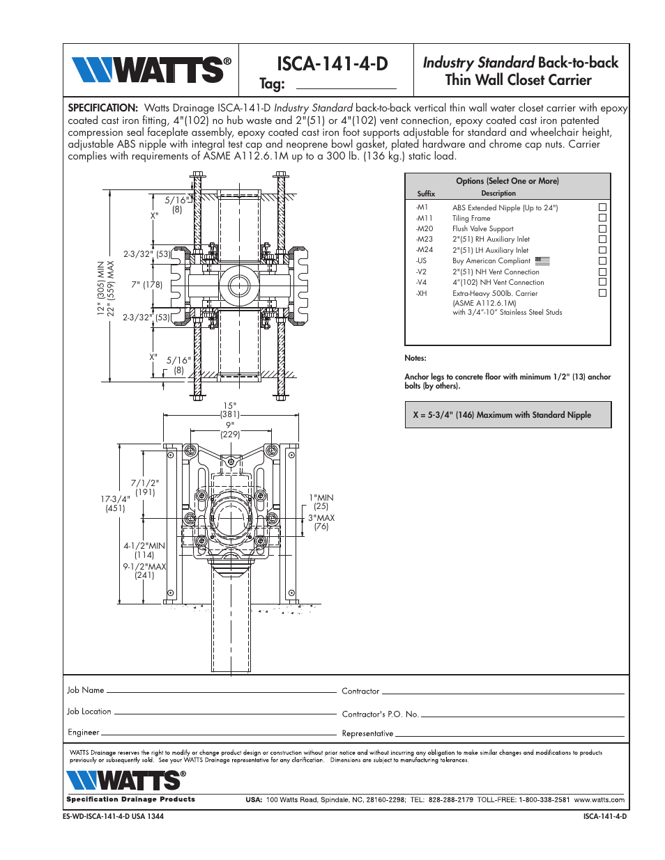 Watts ISCA-141-4-D User Manual | 1 page