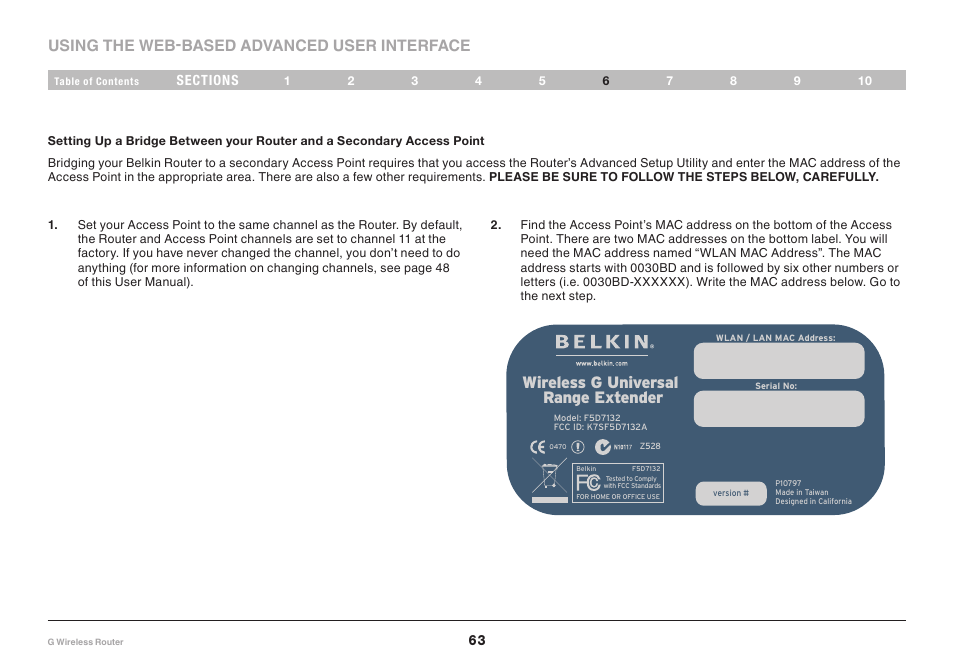 N`i\c\jj>le`m\ijxc ixe^\<ok\e[\i, Using the web-based advanced user interface | Belkin PM01110EA User Manual | Page 65 / 118