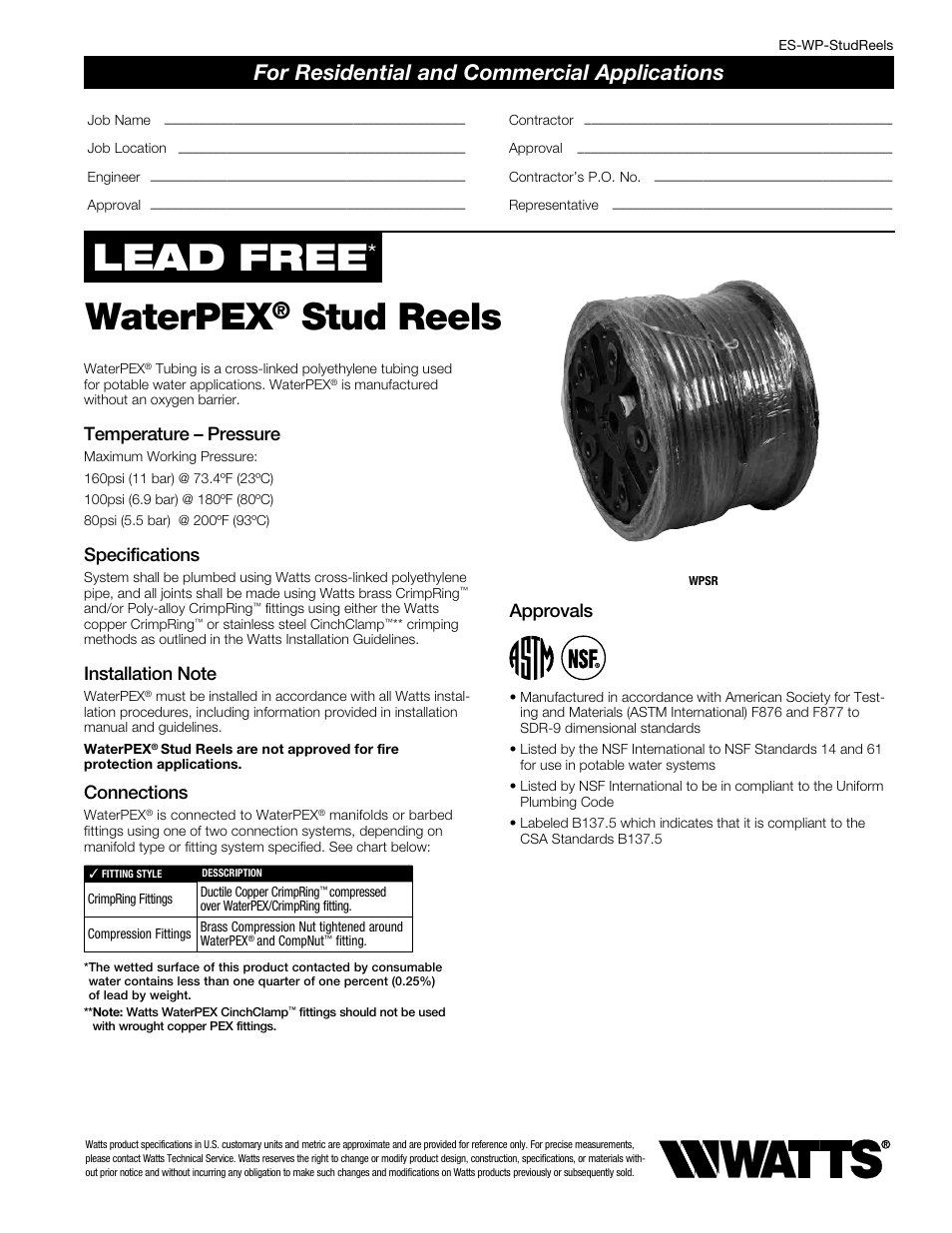 Watts WPSR08-300R User Manual | 2 pages