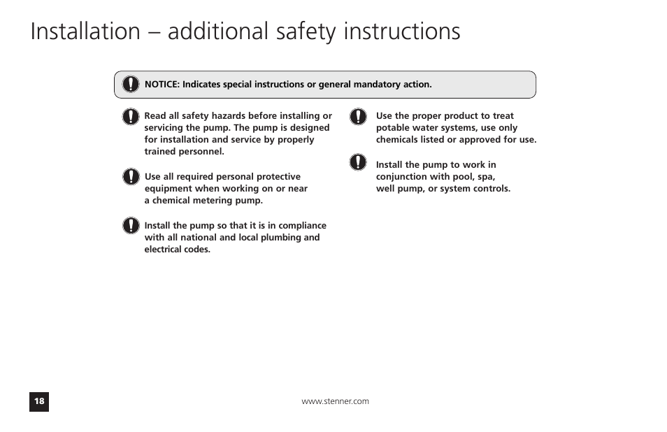 Installation – additional safety instructions | Watts T55-85MHP40 User Manual | Page 18 / 48