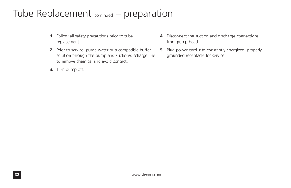 Tube replacement, Preparation | Watts T55-85MHP40 User Manual | Page 32 / 48