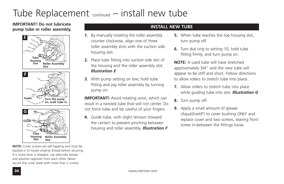 Tube replacement, Install new tube | Watts T55-85MHP40 User Manual | Page 34 / 48