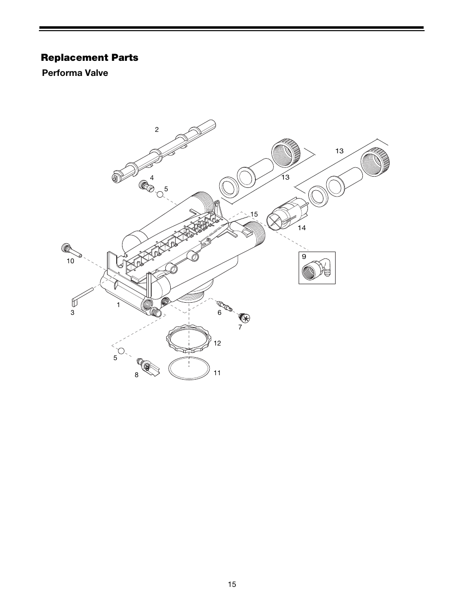 Replacement parts, Performa valve | Watts N2050A User Manual | Page 15 / 24