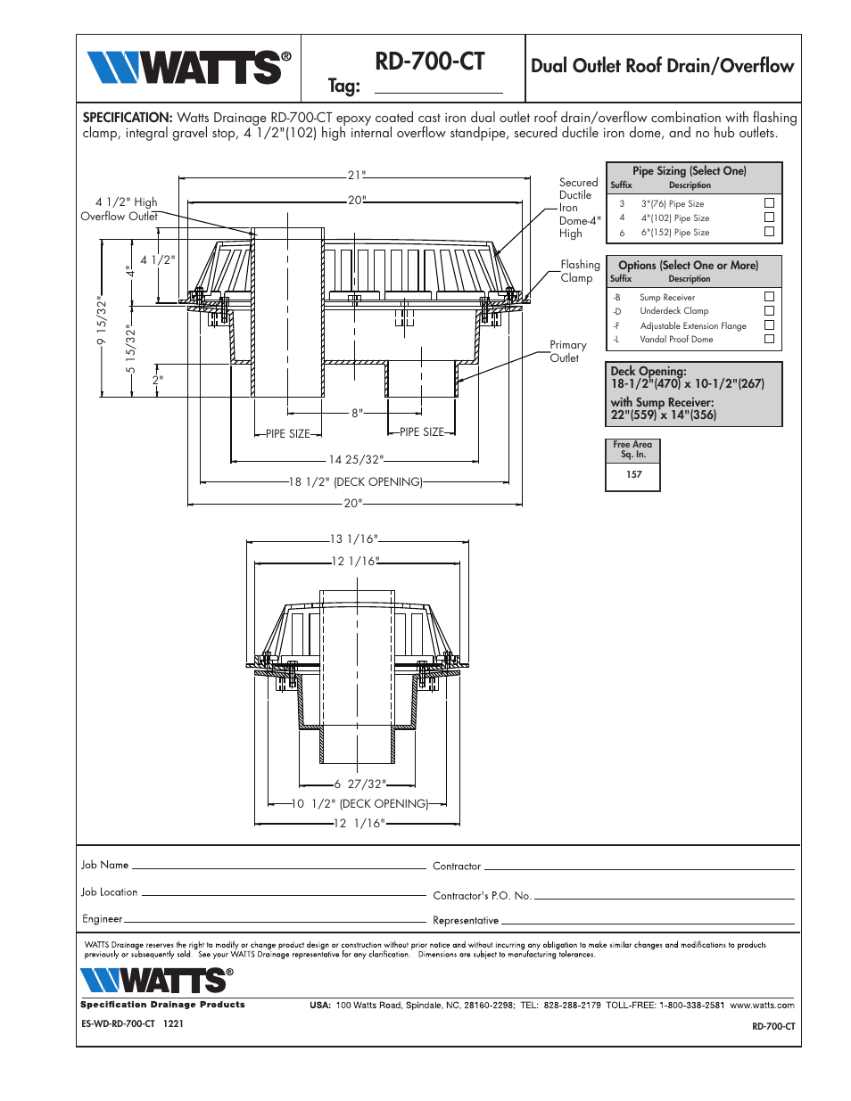 Watts RD-700-CT User Manual | 1 page