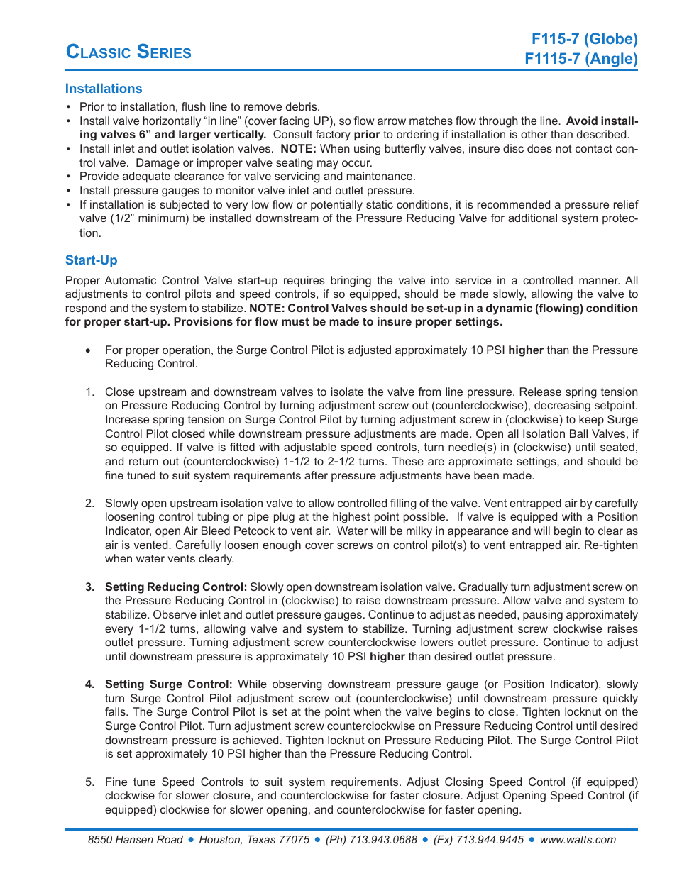 Watts F1115-7 User Manual | Page 7 / 8