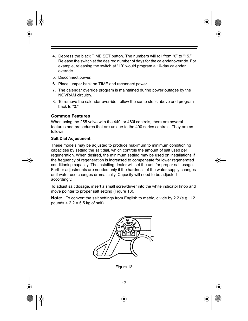 Common features | Watts Autotrol 255 (400 Series) User Manual | Page 17 / 32