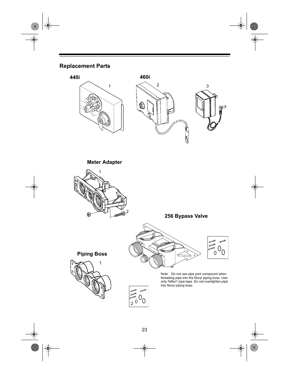 Replacement parts | Watts Autotrol 255 (400 Series) User Manual | Page 23 / 32