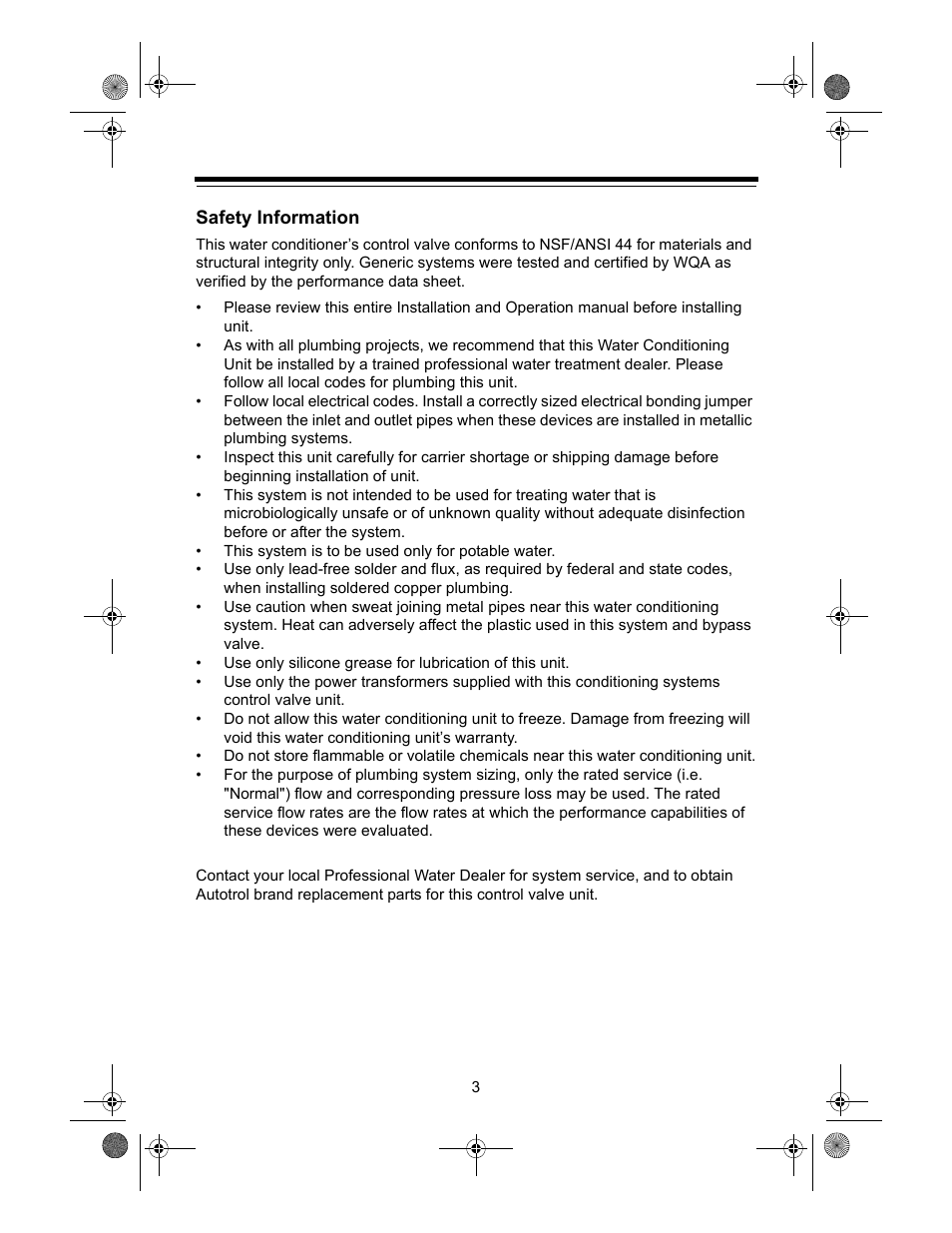 Safety information | Watts Autotrol 255 (400 Series) User Manual | Page 3 / 32