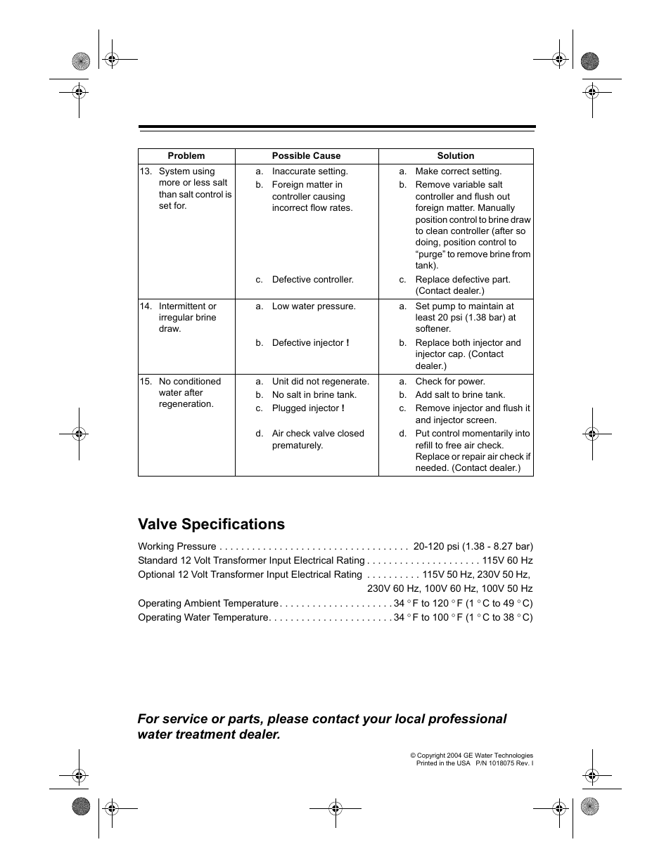 Valve specifications | Watts Autotrol 255 (400 Series) User Manual | Page 32 / 32
