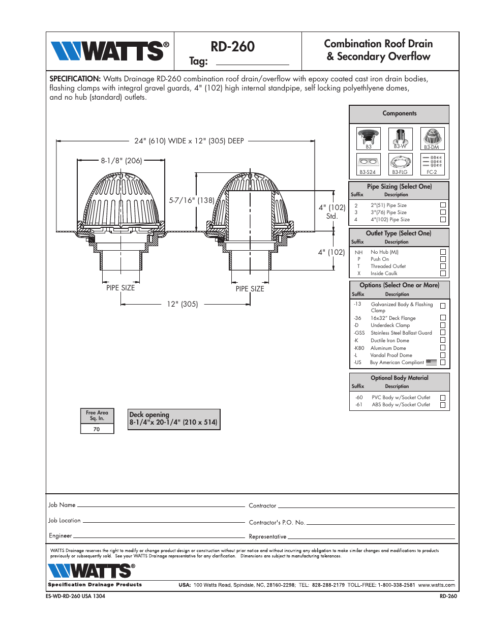 Watts RD-260 User Manual | 1 page